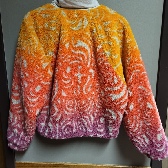 Free People Ombre Sherpa Jacket in Yellow, Orange & Pink - Picture 6 of 7
